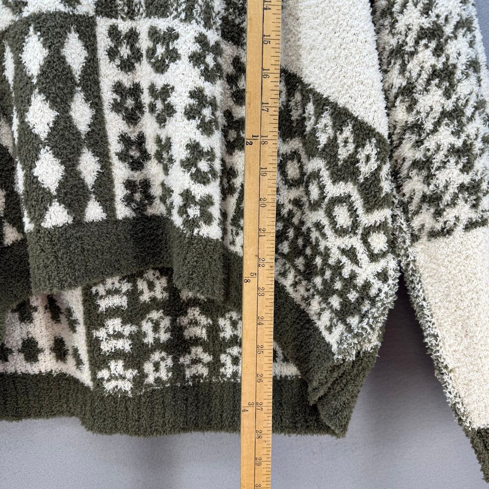 Pol Anthropologie Sweater Women's L Green Cream Loose Weave Oversized Preppy - Picture 9 of 11